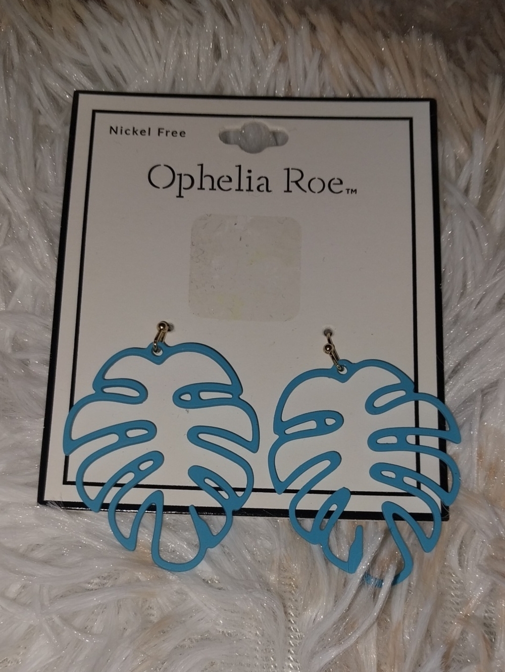 Ophelia Roe Blue Monstera Leaf Cutout Earrings